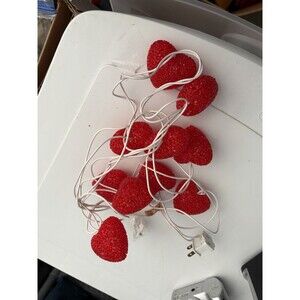 Melted Plastic Red Heart String Lights White Cord